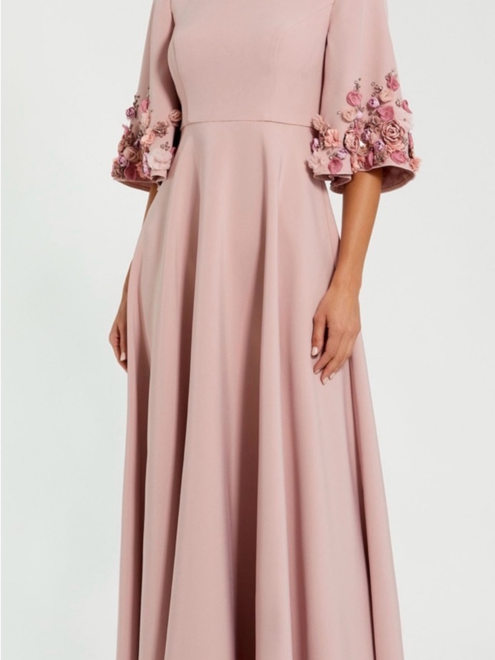Mac Duggal 3D Floral Embellished Rose Pink Gown NWT Size 14